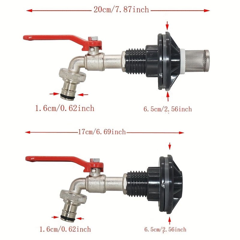 Zinc Alloy Faucet Set With Filter For Rainwater Barrel Aquarium Pipe Adapter - Image 2