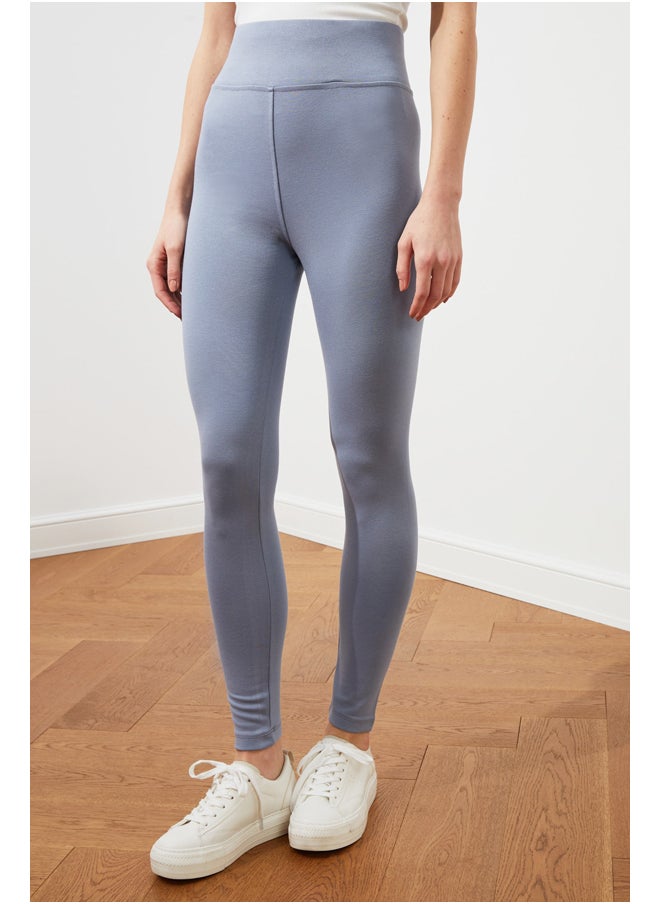 trendyol Gray High Waist Knitted Gathering Leggings with Elastic Waist TWOAW20TA0087  - Image 4