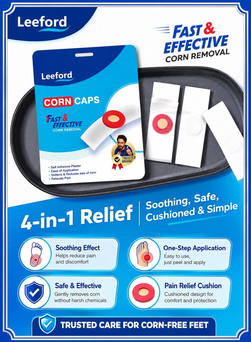 Leeford Corn Cap - 20 Strips | Medicated Corn Remover | Corn Cap for Foot Female | Corn Remover for Feet | Ayurvedic Corn Plaster | Corn Removal bandage for foot - Image 5
