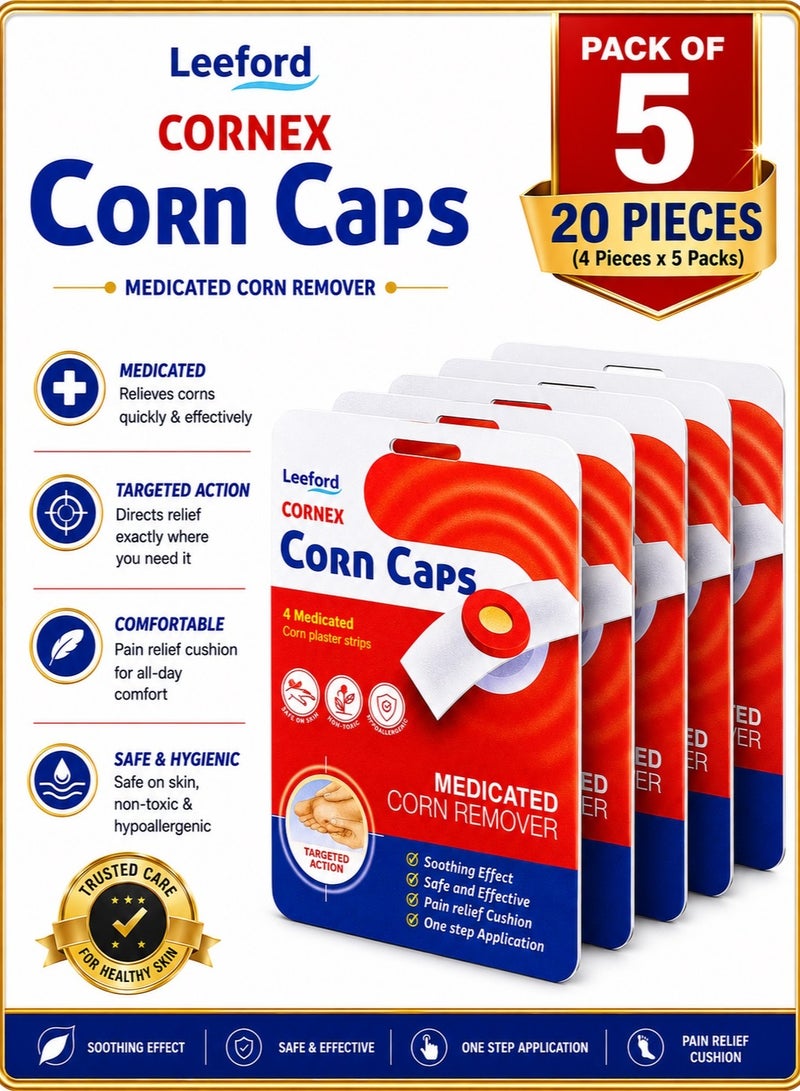 Leeford Corn Cap - 20 Strips | Medicated Corn Remover | Corn Cap for Foot Female | Corn Remover for Feet | Ayurvedic Corn Plaster | Corn Removal bandage for foot - Image 1