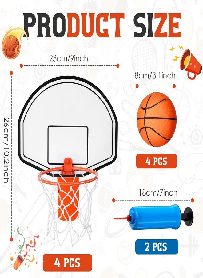 Liliful 4 Pack Indoor Trash Can Basketball Set, Including 4 Clip on Hoop with Backboard, 4 Inflatable Ball and 2 Pump, Fun Indoor Basketball Game Office Stress Relief Toy Funny Birthday Gifts - Image 2