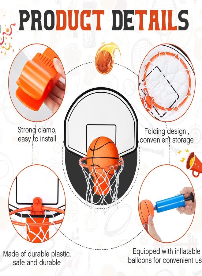 Liliful 4 Pack Indoor Trash Can Basketball Set, Including 4 Clip on Hoop with Backboard, 4 Inflatable Ball and 2 Pump, Fun Indoor Basketball Game Office Stress Relief Toy Funny Birthday Gifts - Image 3