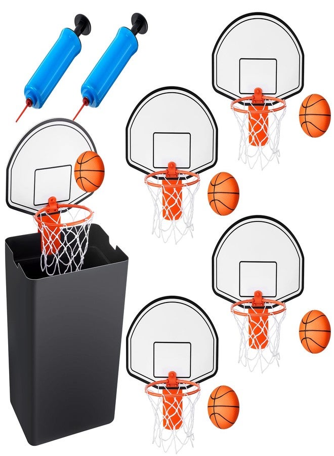 Liliful 4 Pack Indoor Trash Can Basketball Set, Including 4 Clip on Hoop with Backboard, 4 Inflatable Ball and 2 Pump, Fun Indoor Basketball Game Office Stress Relief Toy Funny Birthday Gifts - Image 1