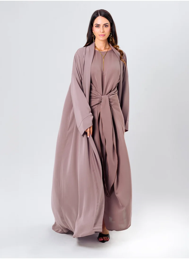 IZEL Mauve Tie – up Abaya