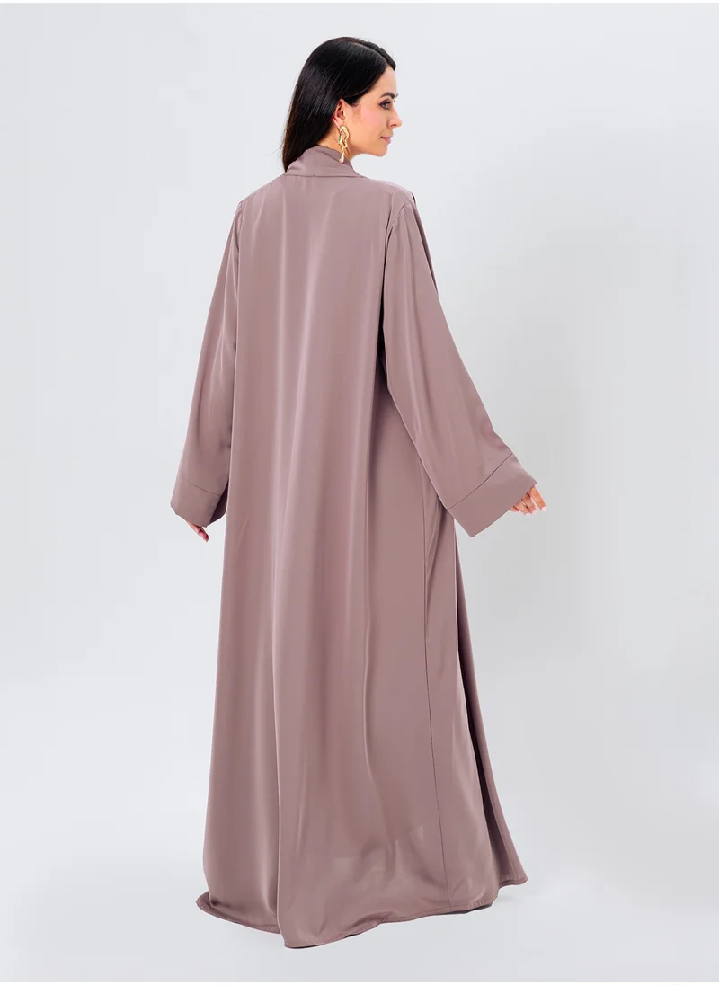 IZEL Mauve Tie – up Abaya