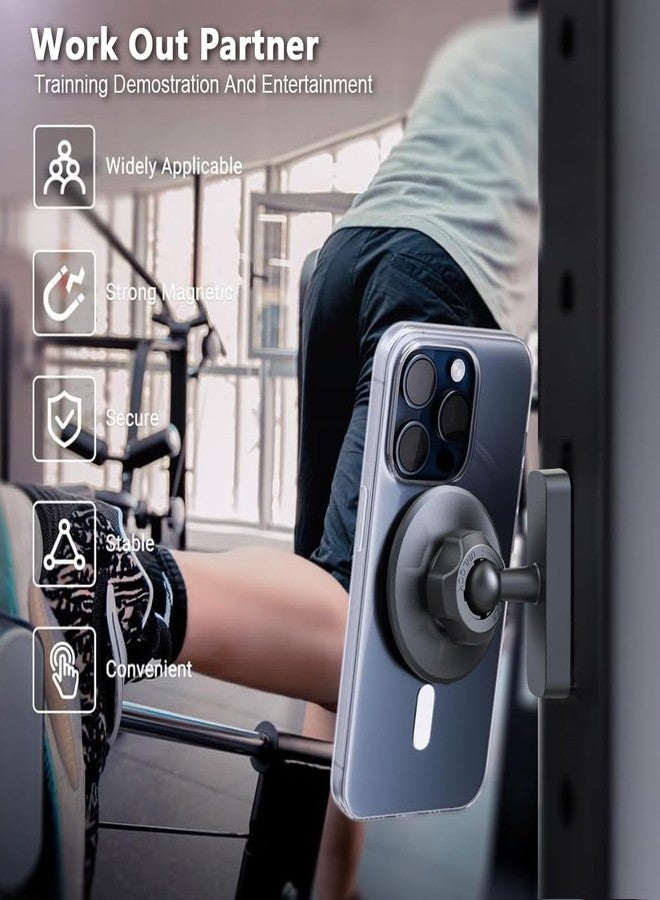 Enegg Portable Gym Magnetic Phone Holder for Magsafe Golf Cart, 360° Rotation Adjustable, Dual N52 Magnet Fitness Smartphone Mount Handsfree for iPhone 16 15 14 13 12 Workout Essentials - Image 4