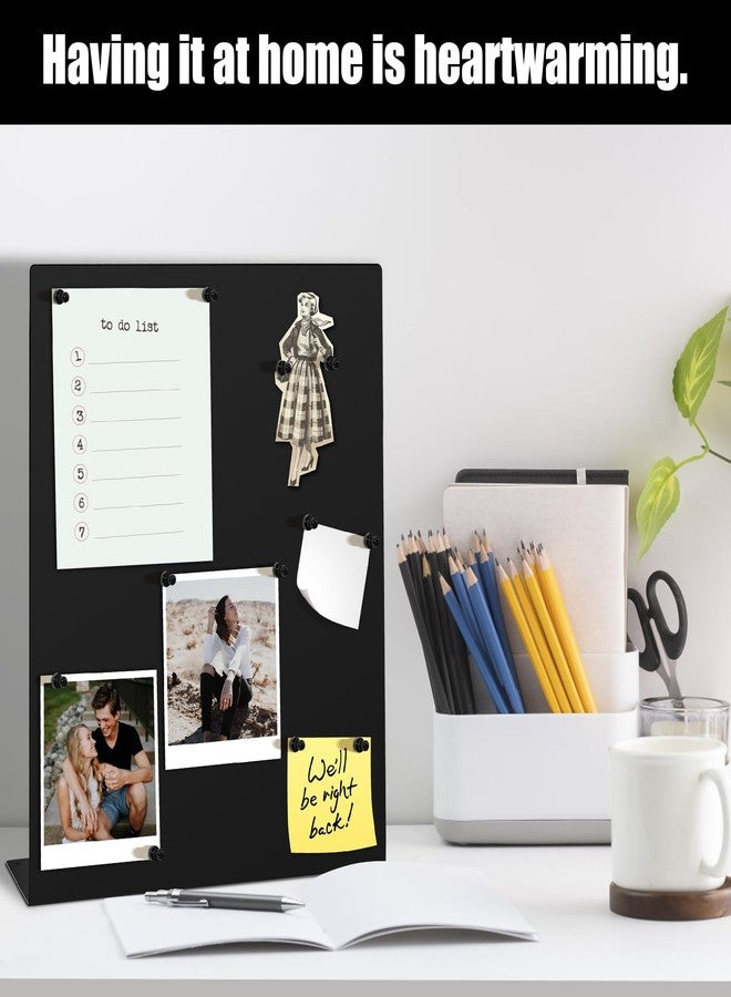 Soleeya 2 Pack Magnetic Bulletin Board Set, Magnetic Display Board, Small Desktop Magnet Stand, Contains Pen & 12 Magnet Clasps, for Home, School, Kitchen, Office Notice Display 12.6×11×2.6 inches - Image 4
