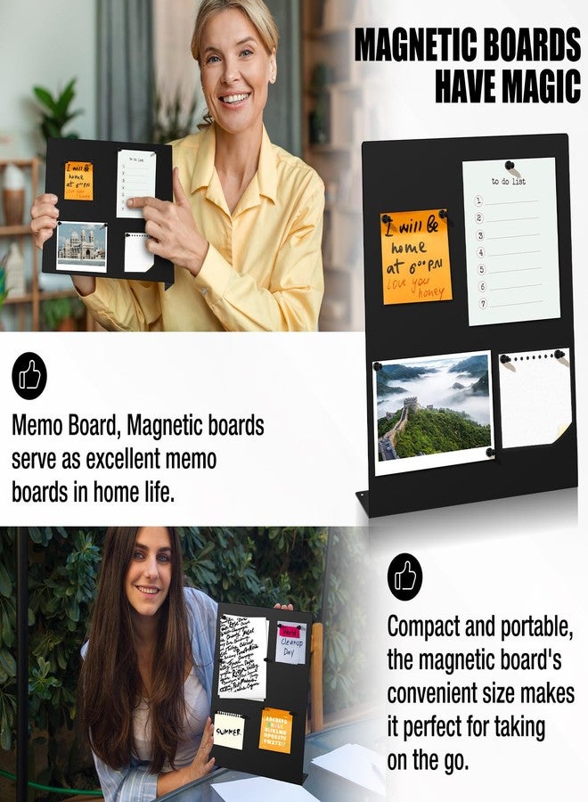 Soleeya 2 Pack Magnetic Bulletin Board Set, Magnetic Display Board, Small Desktop Magnet Stand, Contains Pen & 12 Magnet Clasps, for Home, School, Kitchen, Office Notice Display 12.6×11×2.6 inches - Image 3