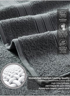 Donetella Premium 100 % Combed Cotton 2-Pcs Hand Towel Set (50 X 90 CM) 600 GSM Super Soft Hand Towel, Highly Absorbent, Quick Dry,Best Towel for Bathroom, Spa And Hotel,Grey  - Image 5