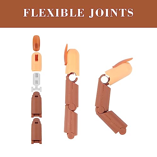 Deciniee Practice Finger for Acrylic Nails, 1PC Adjustable Fake Mannequin Fingers with 1PC Acrylic Finger Base and 100PCS Brown Nail Tips, Movable Flexible Training Fake Finger Nail to Practice Nail Art - Image 2