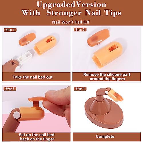 Deciniee Practice Finger for Acrylic Nails, 1PC Adjustable Fake Mannequin Fingers with 1PC Acrylic Finger Base and 100PCS Brown Nail Tips, Movable Flexible Training Fake Finger Nail to Practice Nail Art - Image 4