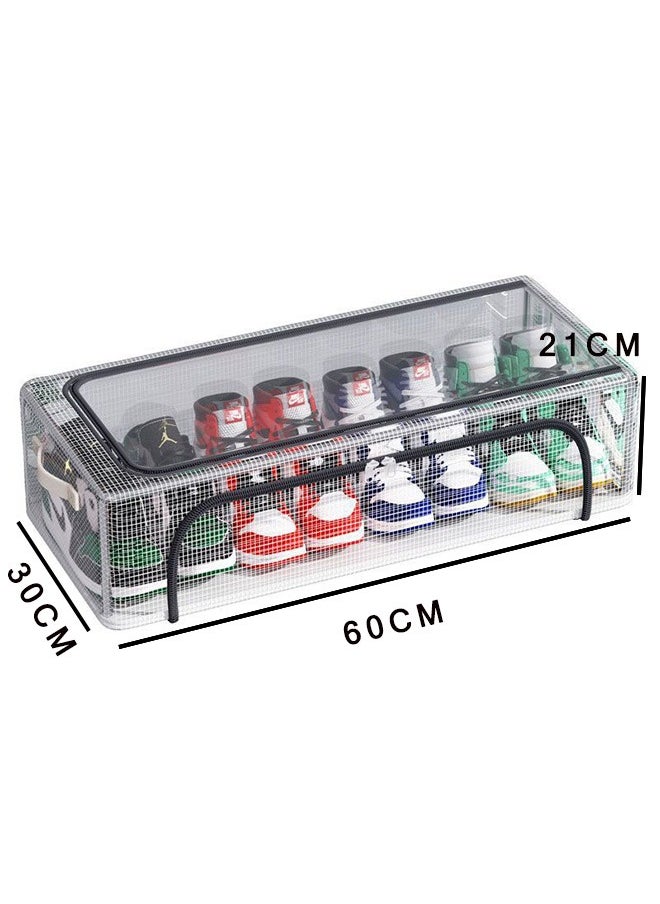 CityRiya-Long Shoe Storage Box 3 Pack Under Bed Shoe Storage Organizer, Clear Stackable Shoe Organizer for Closet, 60*30*21cm Shoes Organizer Shoe Container Bins for Sneakers Foldable Shoe Rack for Clothes, Toys  - Image 4