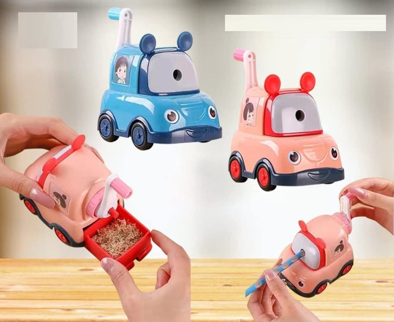 TEMSON Pencil Sharpener – Kids' Toy Car Shaped Pencil Sharpener with Moving Wheels, Blue - Image 5