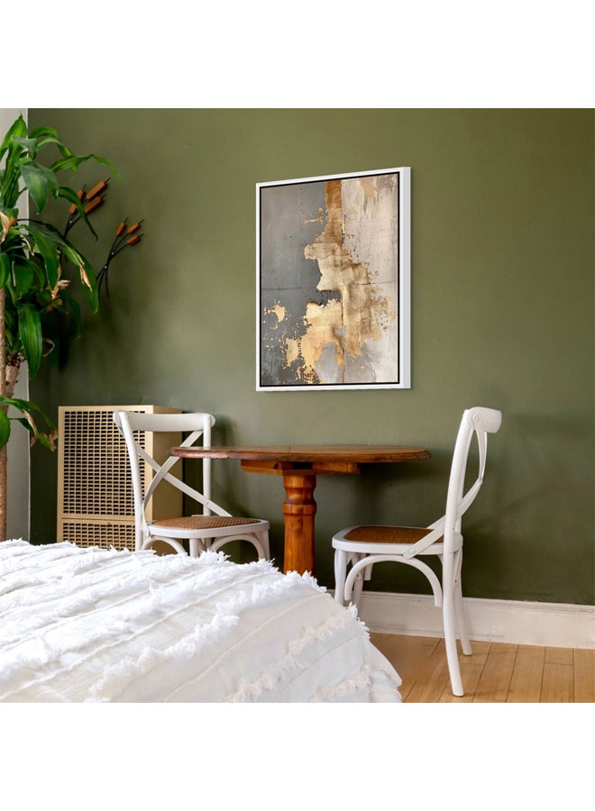 آرت دیکور  لوحة فنية جدارية مؤطرة من القماش من عمل فني تجريدي ذهبي حديث مع لمسات ذهبية مطبوعة في اتجاهين لتزيين الحائط لغرفة المعيشة في المكتب وغرفة النوم كهدية - Image 2