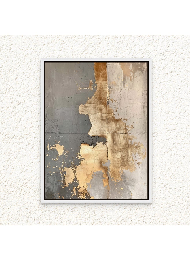 آرت دیکور  لوحة فنية جدارية مؤطرة من القماش من عمل فني تجريدي ذهبي حديث مع لمسات ذهبية مطبوعة في اتجاهين لتزيين الحائط لغرفة المعيشة في المكتب وغرفة النوم كهدية - Image 1