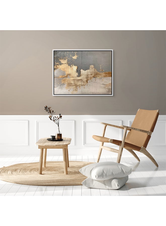 آرت دیکور  لوحة فنية جدارية مؤطرة من القماش من عمل فني تجريدي ذهبي حديث مع لمسات ذهبية مطبوعة في اتجاهين لتزيين الحائط لغرفة المعيشة في المكتب وغرفة النوم كهدية - Image 5