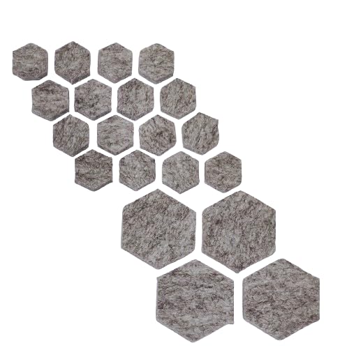 FILZ FUNK SRI FILZ FUNK Stickon Floor Protectors Sticker for Chair Legs Table Stool Self Sticking Felt PadsFloor Protectors for Tiles Floors Felt to Reduce Noise20 Pcs 40x4 20x4 Mm Hexagon_Grey - Image 1