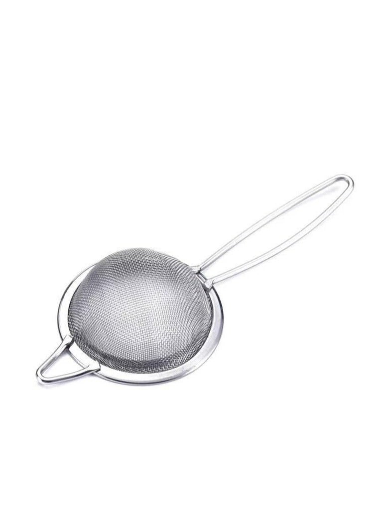 Roy Portable Stainless Steel Flour Sifter, Mesh Filter Sieve with Slide Spoon for Fine and Fine Straining of Oil and Vegetable Residues with Wide Ribbed Edge - Assorted Sizes - Image 1