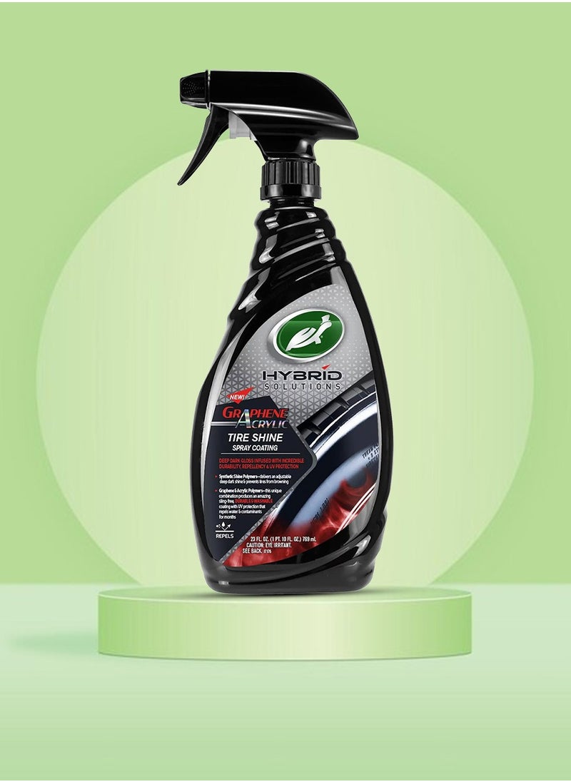 TurtleWax Turtle Wax Hybrid Solutions 680ml Durable Washable Deep Dark Gloss Graphene Acrylic Tire Shine Spray Coating  - Image 1