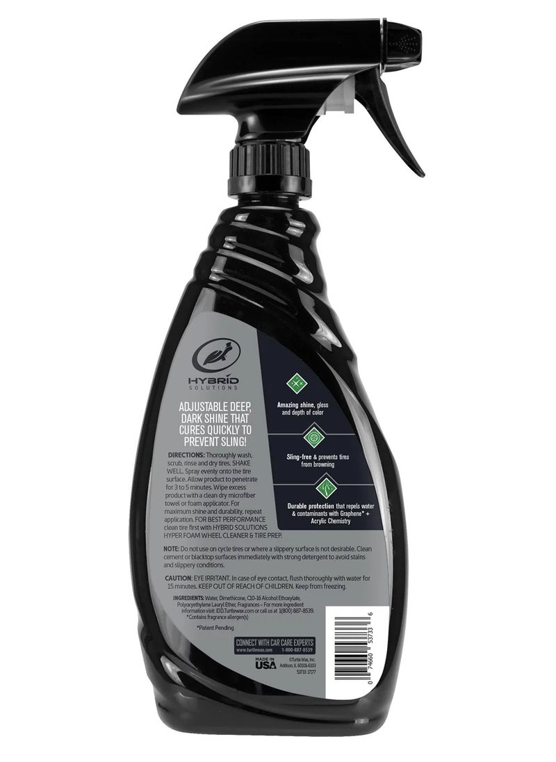 TurtleWax Turtle Wax Hybrid Solutions 680ml Durable Washable Deep Dark Gloss Graphene Acrylic Tire Shine Spray Coating  - Image 3