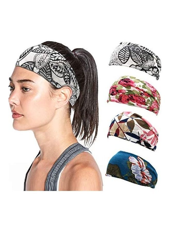 NIBEMINENT 4-Piece Boho Headband White/Pink/Blue