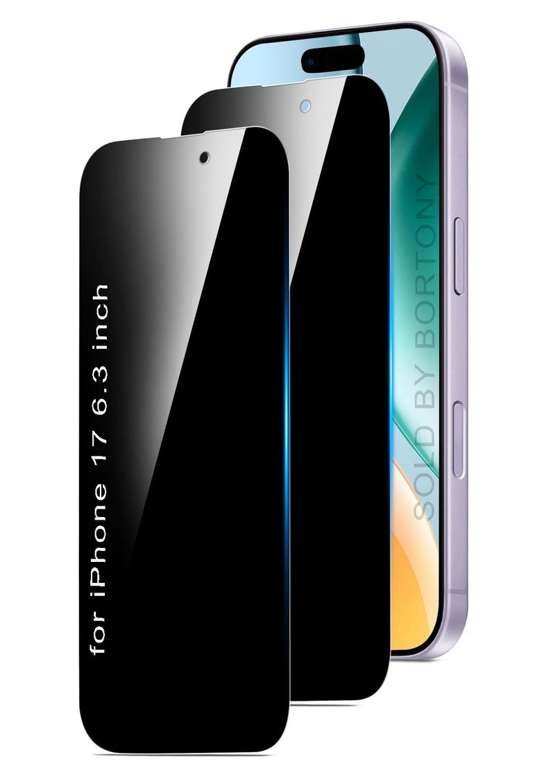 واقي شاشة للخصوصية لهاتف iPhone 17 (عبوة من قطعتين) - زجاج مقسّى مانع للتطفل، خالٍ من الفقاعات، مقاوم للخدش وسهل التركيب. - Image 1