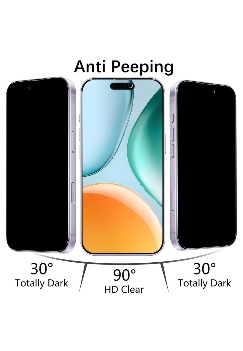 واقي شاشة للخصوصية لهاتف iPhone 17 (عبوة من قطعتين) - زجاج مقسّى مانع للتطفل، خالٍ من الفقاعات، مقاوم للخدش وسهل التركيب. - Image 2