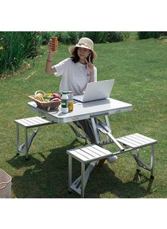 Shreya impex PicnicTableHeavyDutyAluminiumPortableFoldingCampSuitcasePicnicTableand4ChairsSetwithUmbrella S4  - Image 4