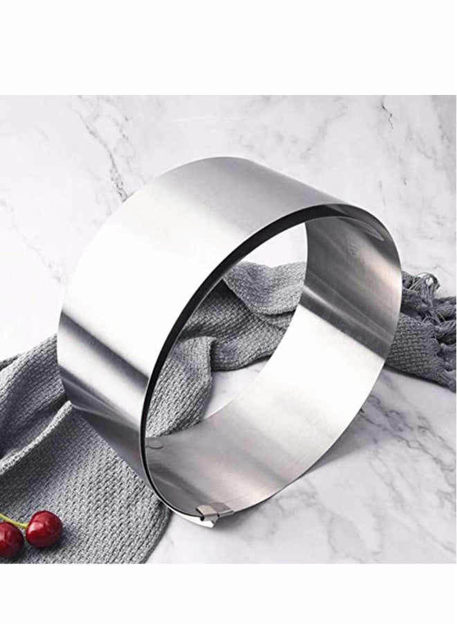 Adjustable 6-12 Inch Circle Cookie Cutter -Retractable Stainless Steel Circle Mousse Cake Ring DIY Baking Tool - Silver  - Image 4
