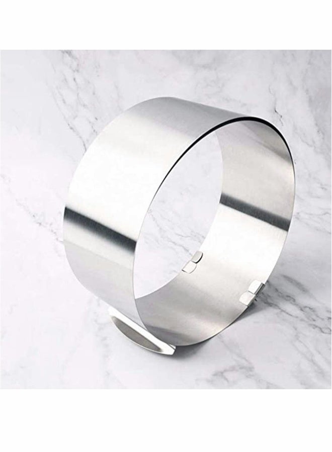 Adjustable 6-12 Inch Circle Cookie Cutter -Retractable Stainless Steel Circle Mousse Cake Ring DIY Baking Tool - Silver  - Image 3