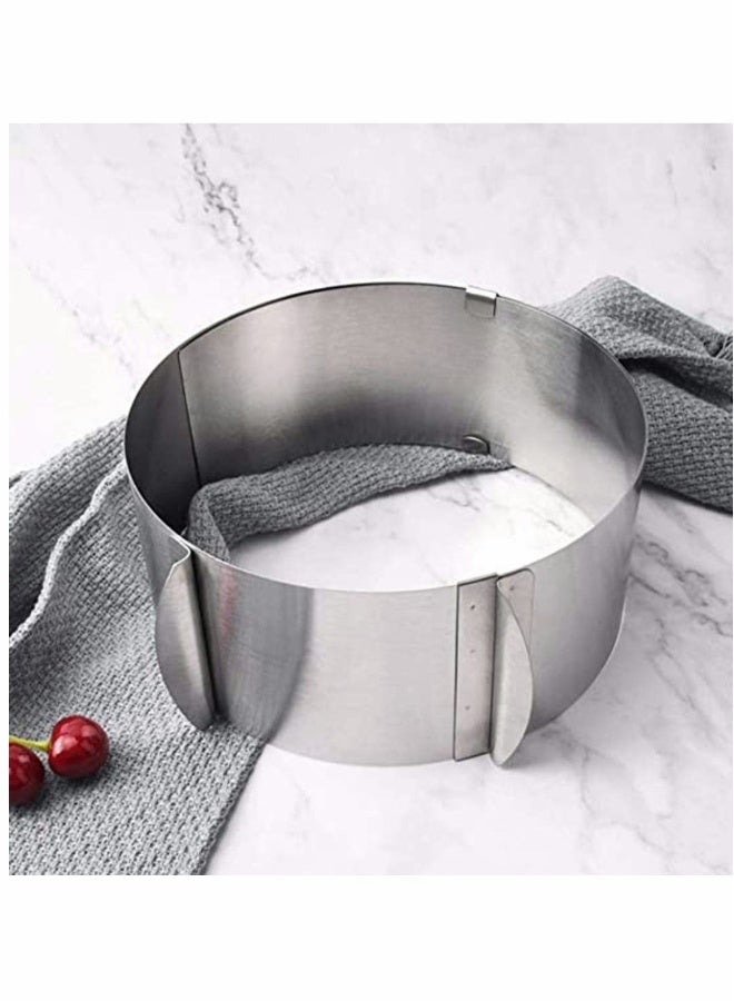 Adjustable 6-12 Inch Circle Cookie Cutter -Retractable Stainless Steel Circle Mousse Cake Ring DIY Baking Tool - Silver  - Image 1