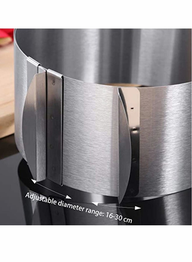 Adjustable 6-12 Inch Circle Cookie Cutter -Retractable Stainless Steel Circle Mousse Cake Ring DIY Baking Tool - Silver  - Image 5