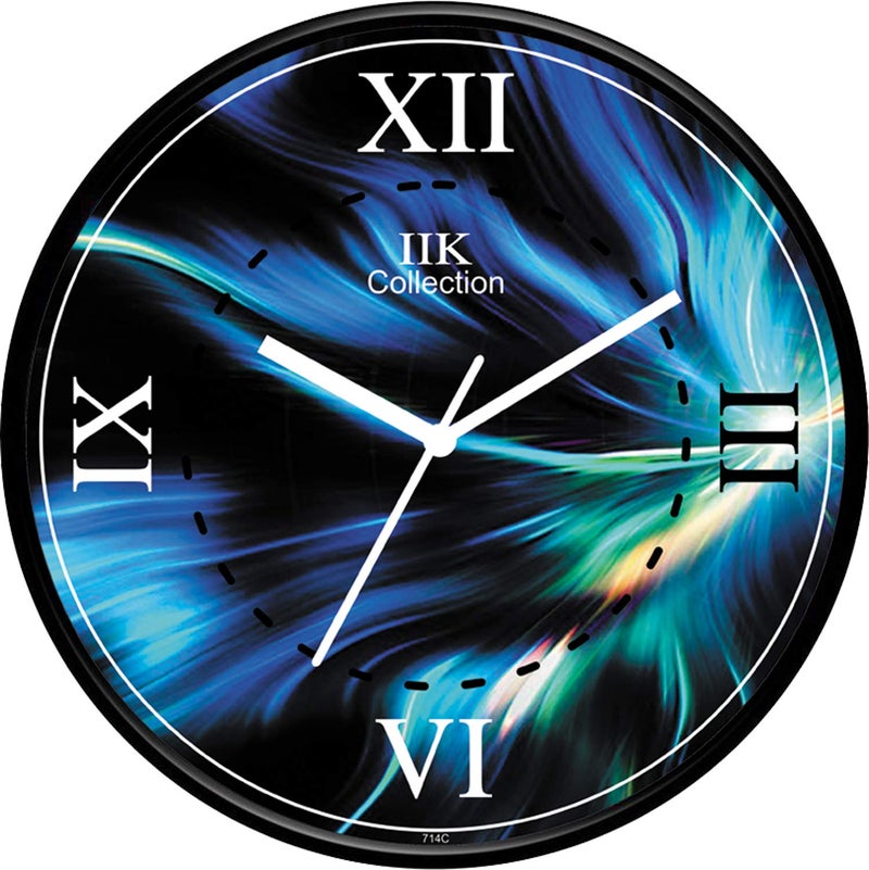 IIK COLLECTION 12-inch Designer Plastic Analogue Round WallClock for Home, Kitchen, Living Room, Bedroom, Office (30 cm x 30 cm x 6 cm) - Image 1