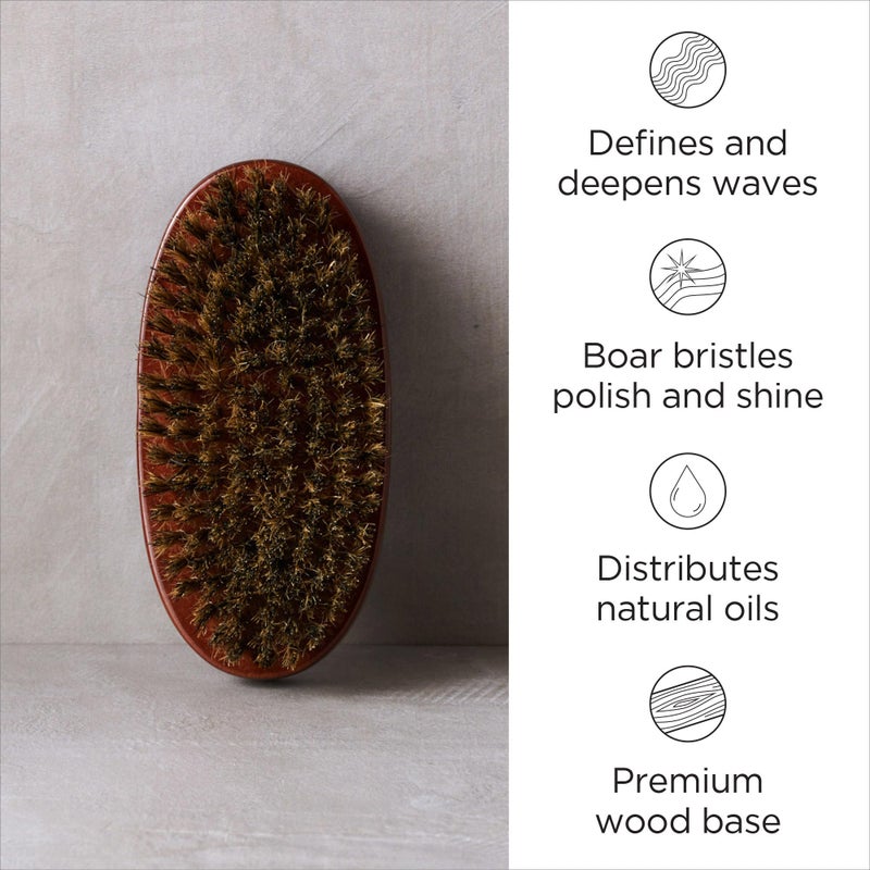 Diane Premium 100% Boar Bristle Military Wave Brush for Men and Barbers â€“ Medium Bristles for Thick Coarse Hair â€“ Use for Detangling, Smoothing, Wave Styles, Soft on Scalp, Restores Shine - Image 2