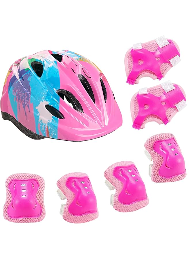 LINJIE Kids Bike Helmet， Toddler Helmet Safety Set Adjustable Toddler Helmet With Knee Elbow Pads Wrist Guards Sports Protective Gear Set For Bike Bicycle Skateboard Scooter Girls And Boys Aged 2 10 - Image 1