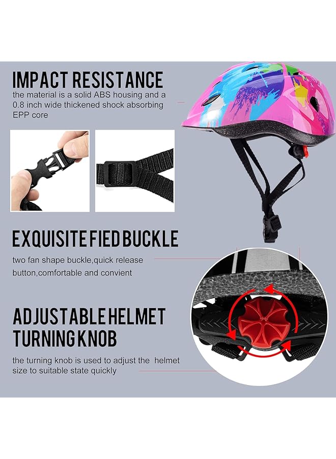 LINJIE Kids Bike Helmet， Toddler Helmet Safety Set Adjustable Toddler Helmet With Knee Elbow Pads Wrist Guards Sports Protective Gear Set For Bike Bicycle Skateboard Scooter Girls And Boys Aged 2 10 - Image 4