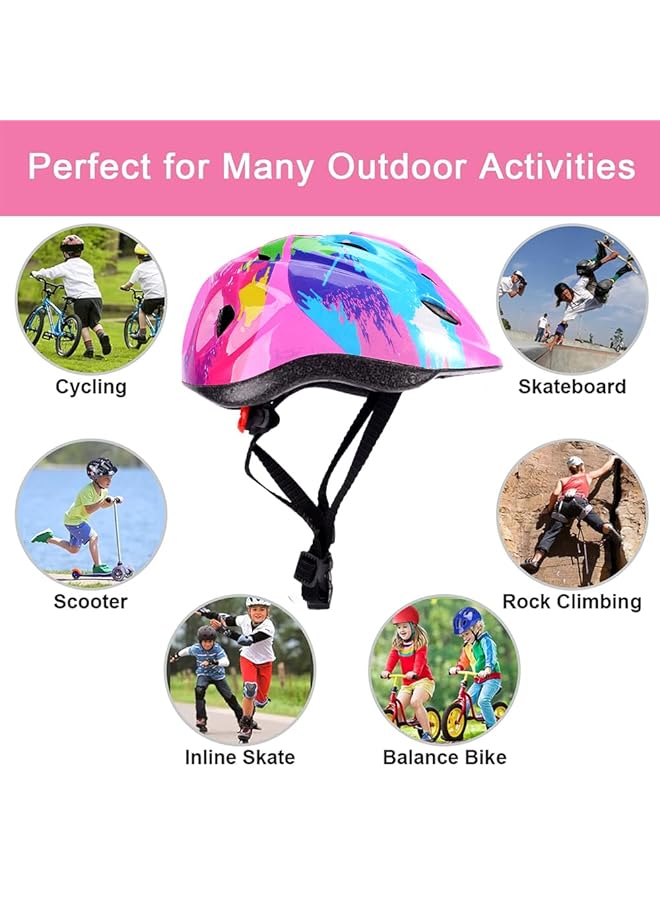 LINJIE Kids Bike Helmet， Toddler Helmet Safety Set Adjustable Toddler Helmet With Knee Elbow Pads Wrist Guards Sports Protective Gear Set For Bike Bicycle Skateboard Scooter Girls And Boys Aged 2 10 - Image 2