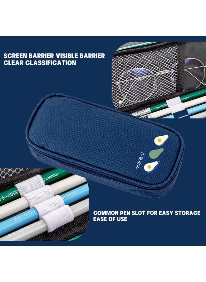 GGEROU Pencil Case,Large Capacity Pen Bag,Colored Pencil Bag with Zipper,Student School Supplies,Suitable for the Beginning of School Season,Beginning of School Gifts (Blue) - Image 3