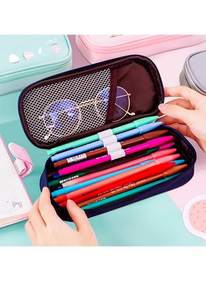 GGEROU Pencil Case,Large Capacity Pen Bag,Colored Pencil Bag with Zipper,Student School Supplies,Suitable for the Beginning of School Season,Beginning of School Gifts (Blue) - Image 4