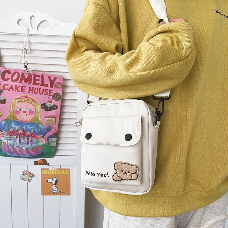 Japanese Style Canvas Bag Women'S 2022 New Arrival Cute Girl'S Shoulder Small Square Bag Cute All-Match Student Trendy Crossbody Bag - Image 4
