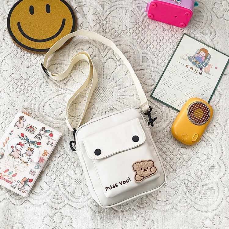Japanese Style Canvas Bag Women'S 2022 New Arrival Cute Girl'S Shoulder Small Square Bag Cute All-Match Student Trendy Crossbody Bag - Image 1