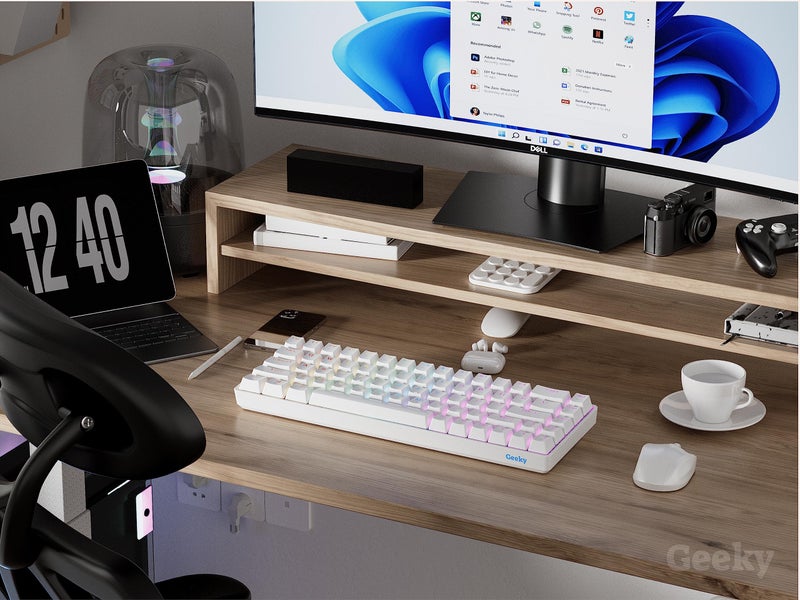 Geeky GK65 65% | Hot Swappable Mechanical Gaming Keyboard | 68 Keys Multi Color RGB LED Backlit for PC/Mac Gamer | ANSI US American Layout (White, Mechanical Speed Yellow) - Image 4