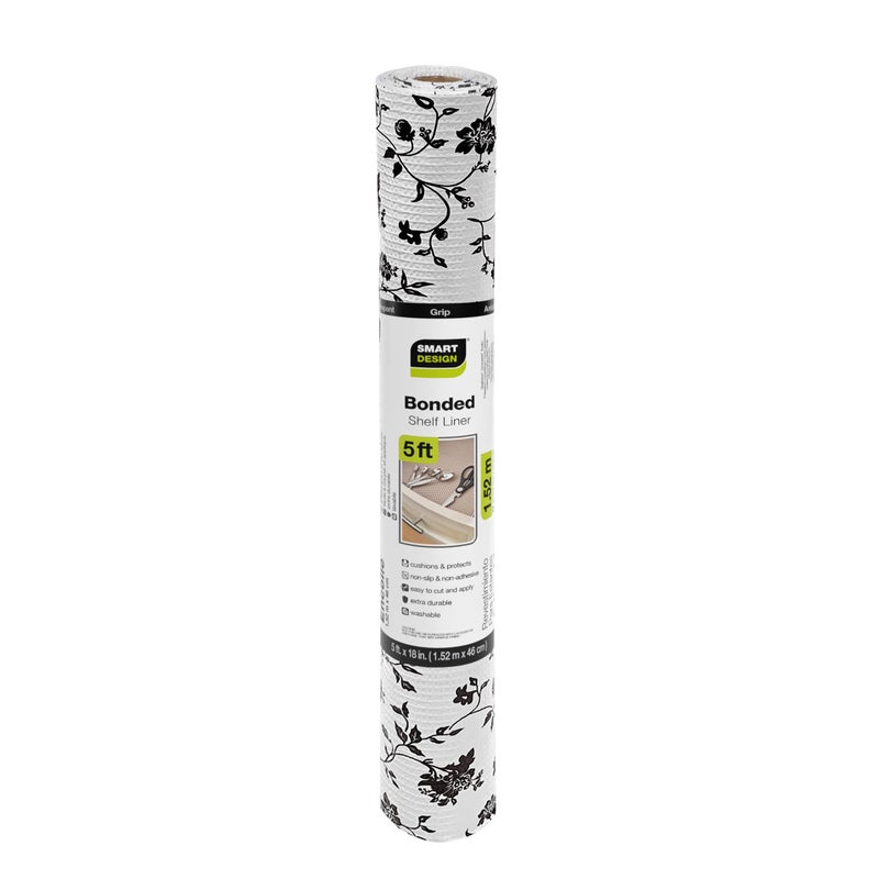 Smart Design Bonded Grip Shelf Liner - 12 Inch x 60 Feet Total (Set of 6 Rolls) - Non Adhesive, Strong Grip Bottom, Easy Clean Kitchen Drawer, Cabinet, Cupboard Dresser Cover - Wisteria Black - Image 2
