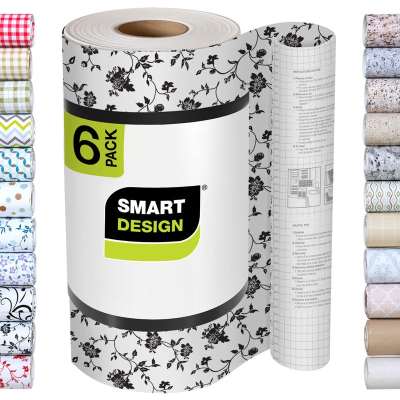 Smart Design Bonded Grip Shelf Liner - 12 Inch x 60 Feet Total (Set of 6 Rolls) - Non Adhesive, Strong Grip Bottom, Easy Clean Kitchen Drawer, Cabinet, Cupboard Dresser Cover - Wisteria Black - Image 1