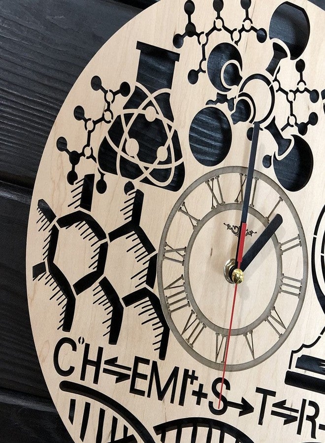 NABSTER 12 Inch Wooden Wall Clock - Featuring a Chemistry-Themed Design, Perfect for Science Teachers, Students, and Friends, Ideal for Birthdays, Teacher's Day, or Any Occasion 12 Inch - Image 3