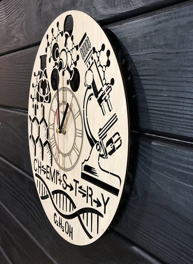 NABSTER 12 Inch Wooden Wall Clock - Featuring a Chemistry-Themed Design, Perfect for Science Teachers, Students, and Friends, Ideal for Birthdays, Teacher's Day, or Any Occasion 12 Inch - Image 2