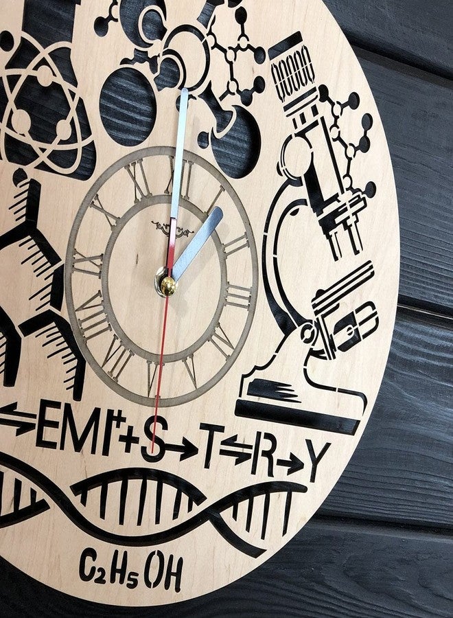 NABSTER 12 Inch Wooden Wall Clock - Featuring a Chemistry-Themed Design, Perfect for Science Teachers, Students, and Friends, Ideal for Birthdays, Teacher's Day, or Any Occasion 12 Inch - Image 4
