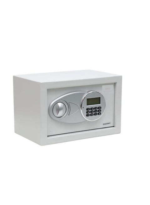 Karnak Small Safe Box with Digital Pin Code Keypad and Key Lock for Home Office Personal Use (L31xW20xH20cm) Color White