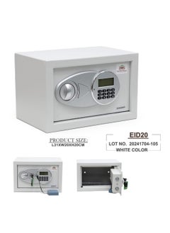KARNAK Karnak Small Safe Box with Digital Pin Code Keypad and Key Lock for Home Office Personal Use (L31xW20xH20cm) Color White  - Image 4
