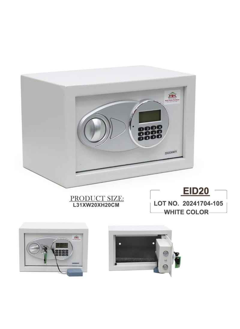 KARNAK - Karnak Small Safe Box with Digital Pin Code Keypad and Key Lock for Home Office Personal Use (L31xW20xH20cm) Color White - Image 1